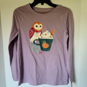 CAT & JACK DUSTY VIOLET GRAPHIC OWL COMFY FALL LONG SLEEVE PULLOVER SIZE 14/16